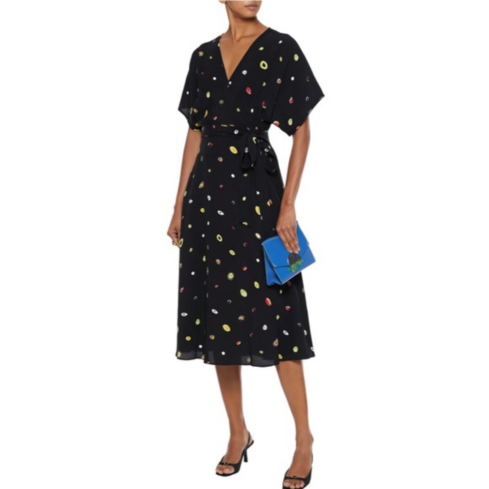 DIANE VON FURSTENBERG Kelsey Printed Crepe MidI Wrap Dress Size 6 NWT